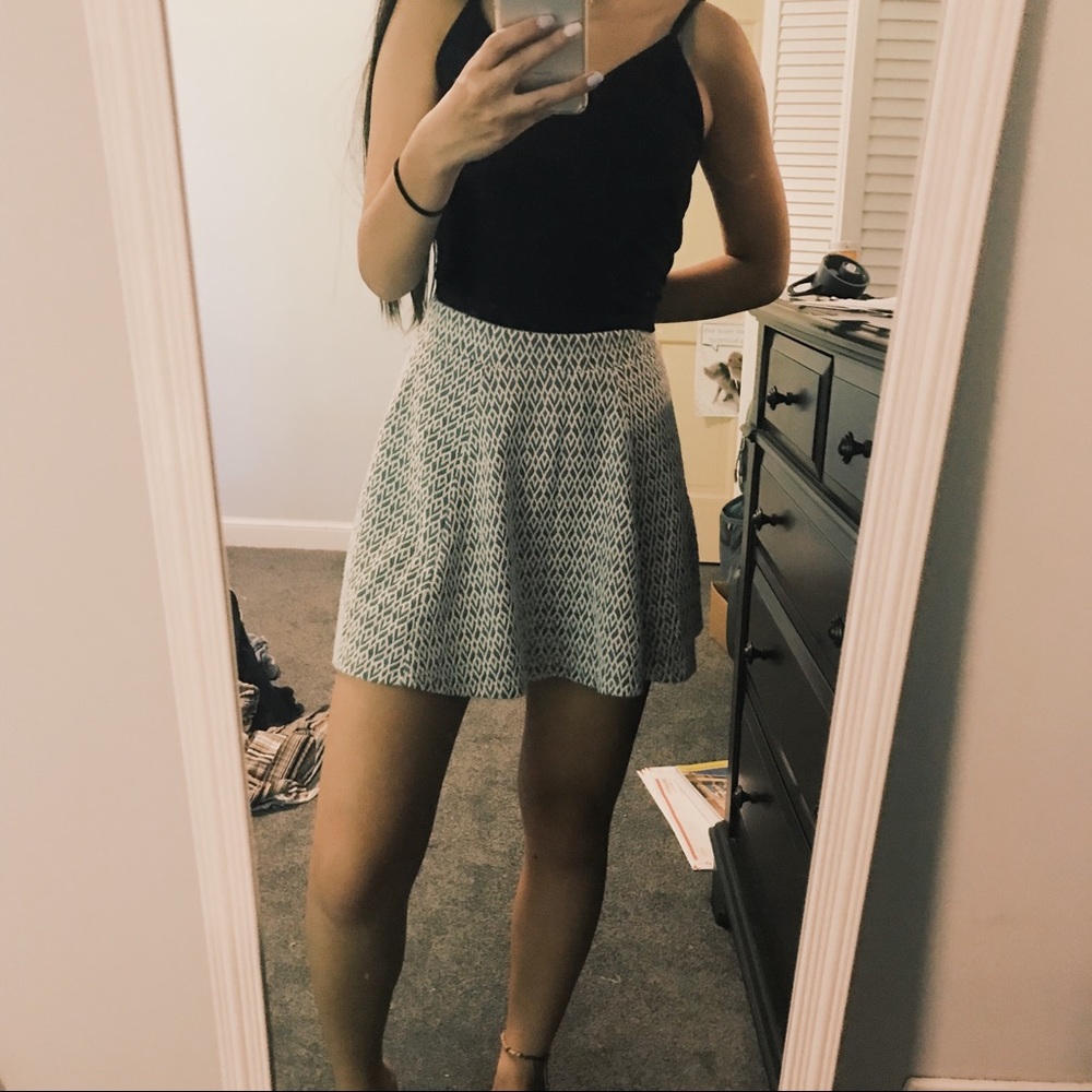 White and grey mini skirt